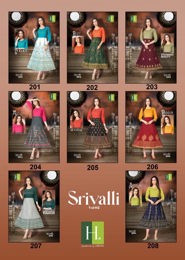 Hirwa Srivalli Rayon Designer anarkali Kurti Collection